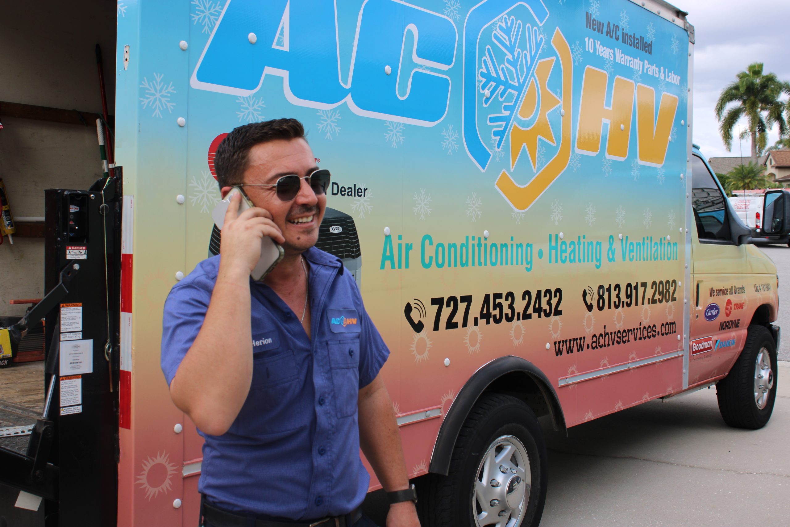 Herion at ACHV Services taking a call